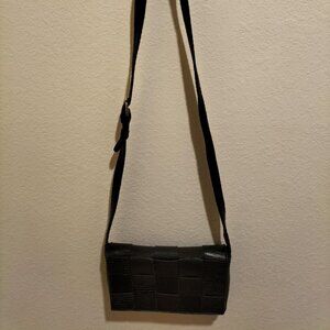 Vintage Women Handmade Genuine Leather Patchwork Crossbody Black Bag